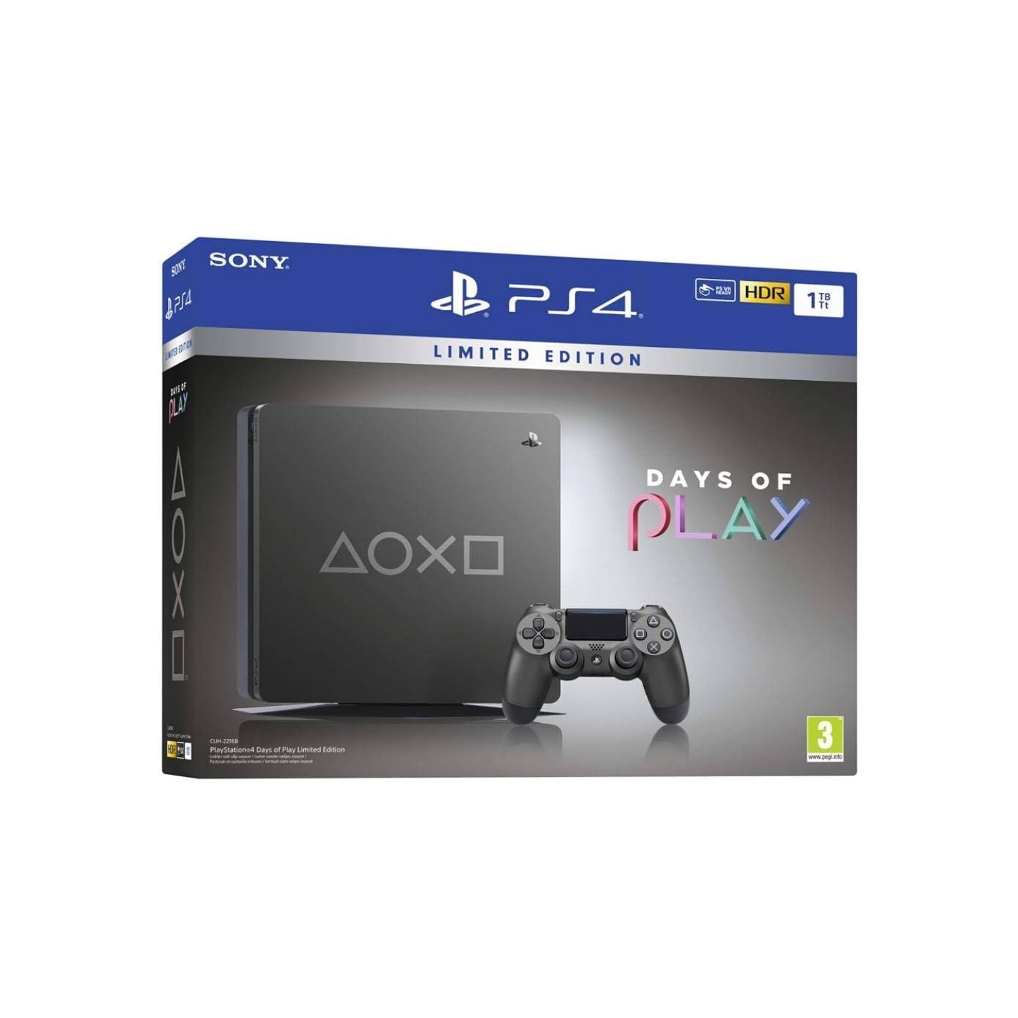 Packaging de la console Sony PS4 Slim Limited Edition Days of Play grise