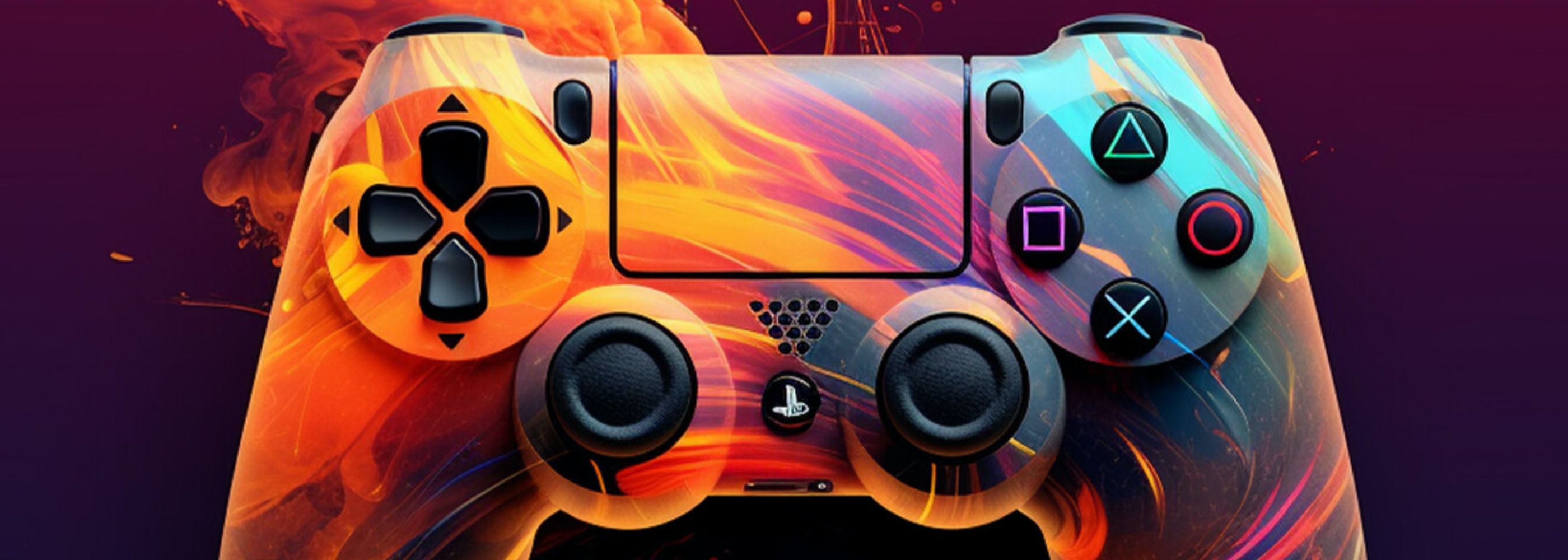 Bannière manettes PS4 colorée